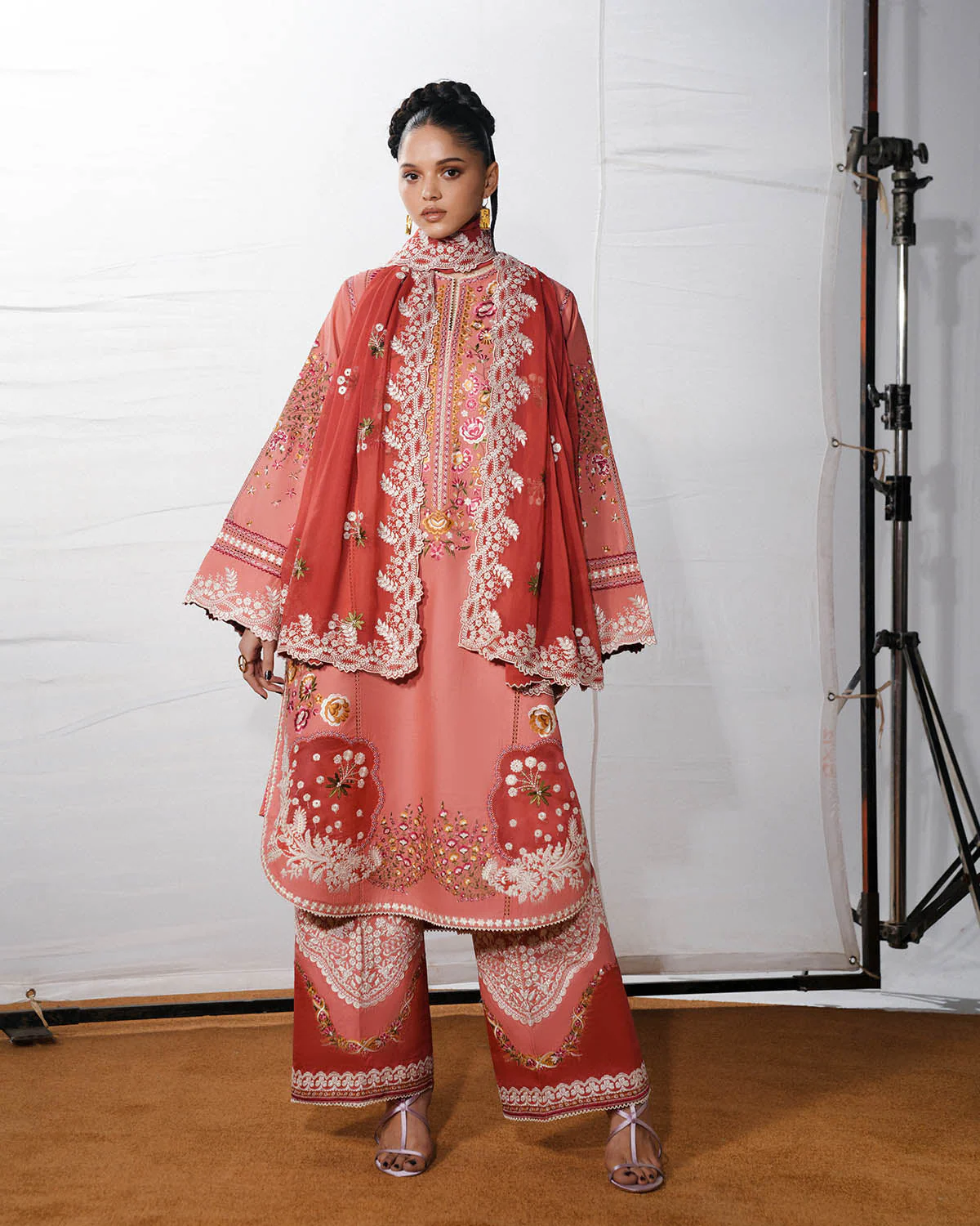 Jugnu by Hussain Rehar The Reserved View Embroidered Cotton Unstitched 3Pc Suit - Dinaz