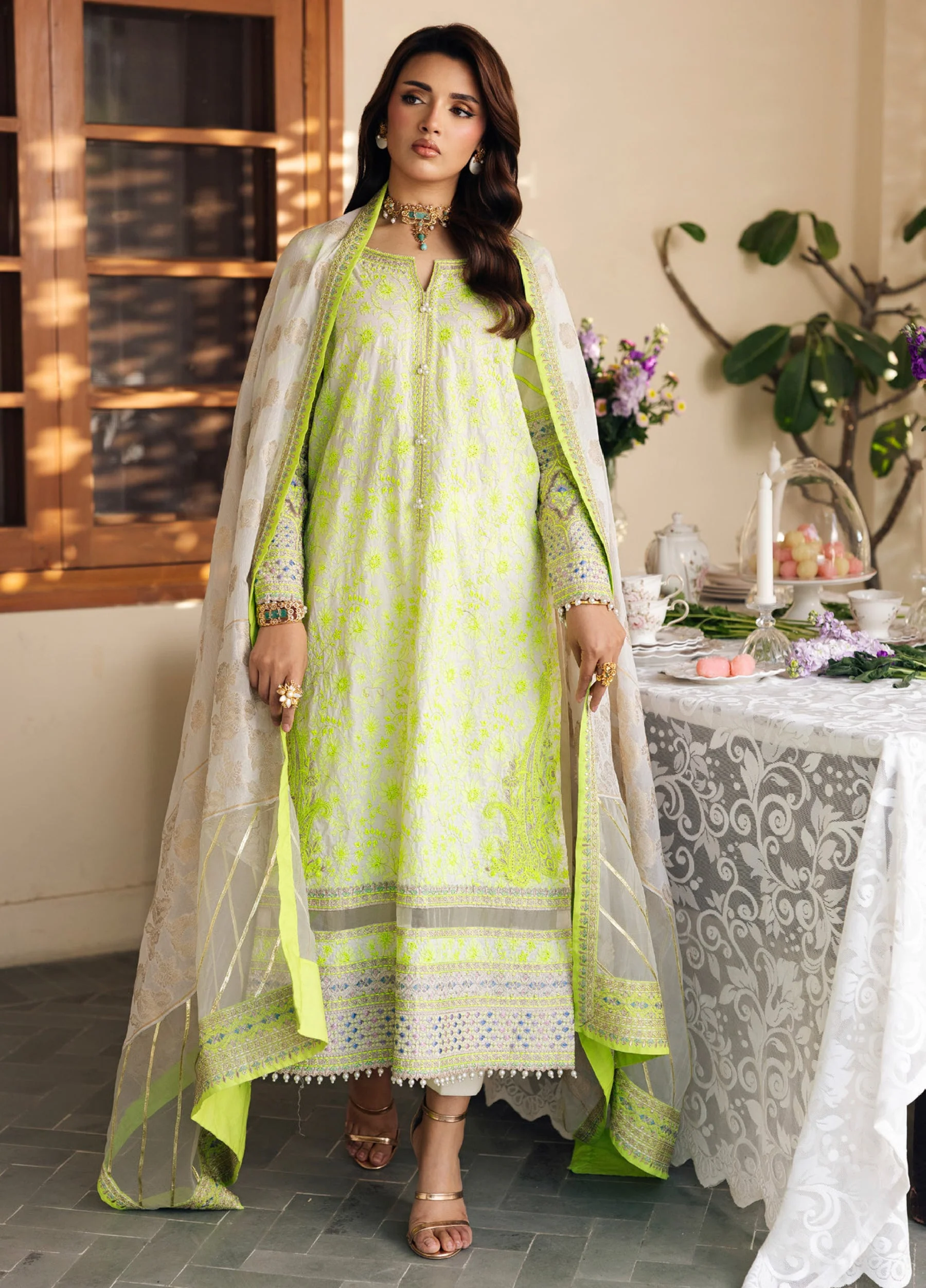 Charizma Festive Eid Embroidered Lawn Unstitched 3Pc Suit ED6-05