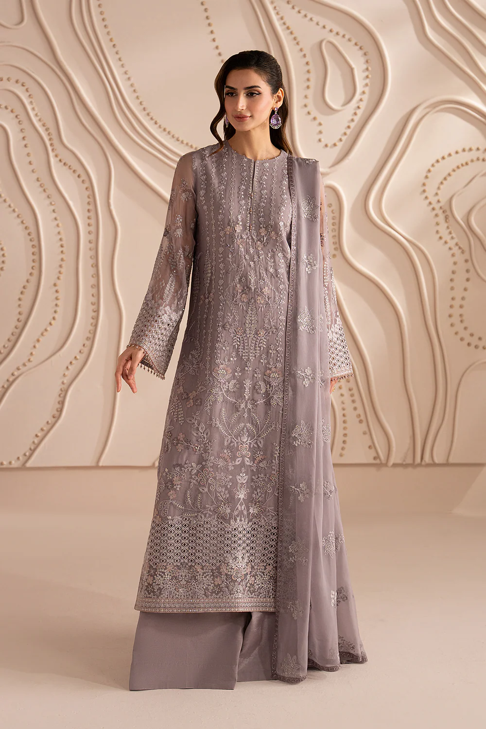Izhar e Mohabbat by Lamisah | Unstitched Formal Chiffon Collection - 2026 (Lavender Dream)