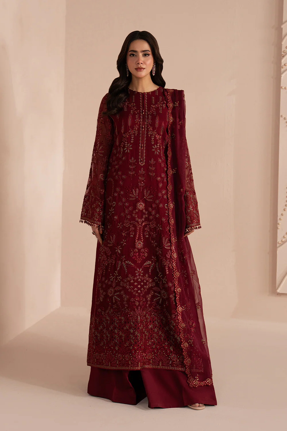 Izhar e Mohabbat by Lamisah | Unstitched Formal Chiffon Collection - 2026 (Red Ruby)