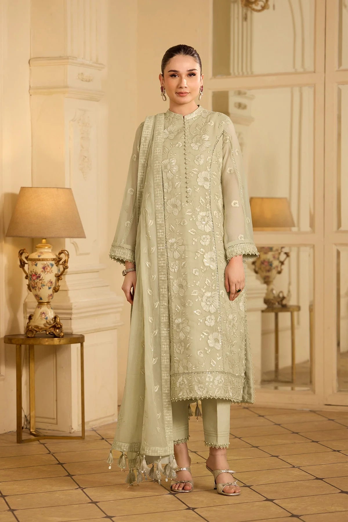Alizeh Formals Embroidered Chiffon Unstitched 3Pc Suit AF-CH-2250-Spade