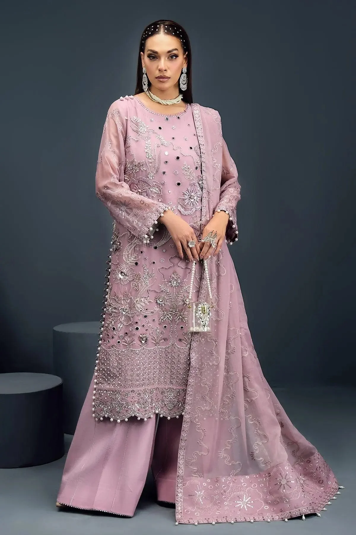 Reena by Alizeh Fashion Embroidered Chiffon Unstitched 3Pc Suit D-06 Eris