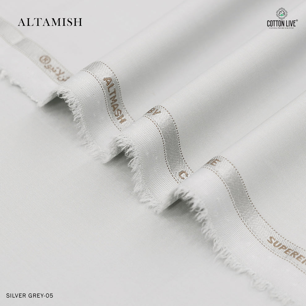Altamish Wash N Wear Unstitched Men's Suit | CottonLive | Silver Grey