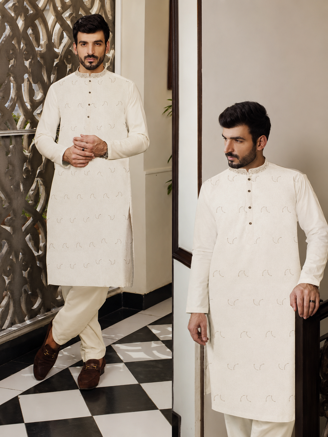 Laaj Fabrics Summer Collection Embroidery Cream