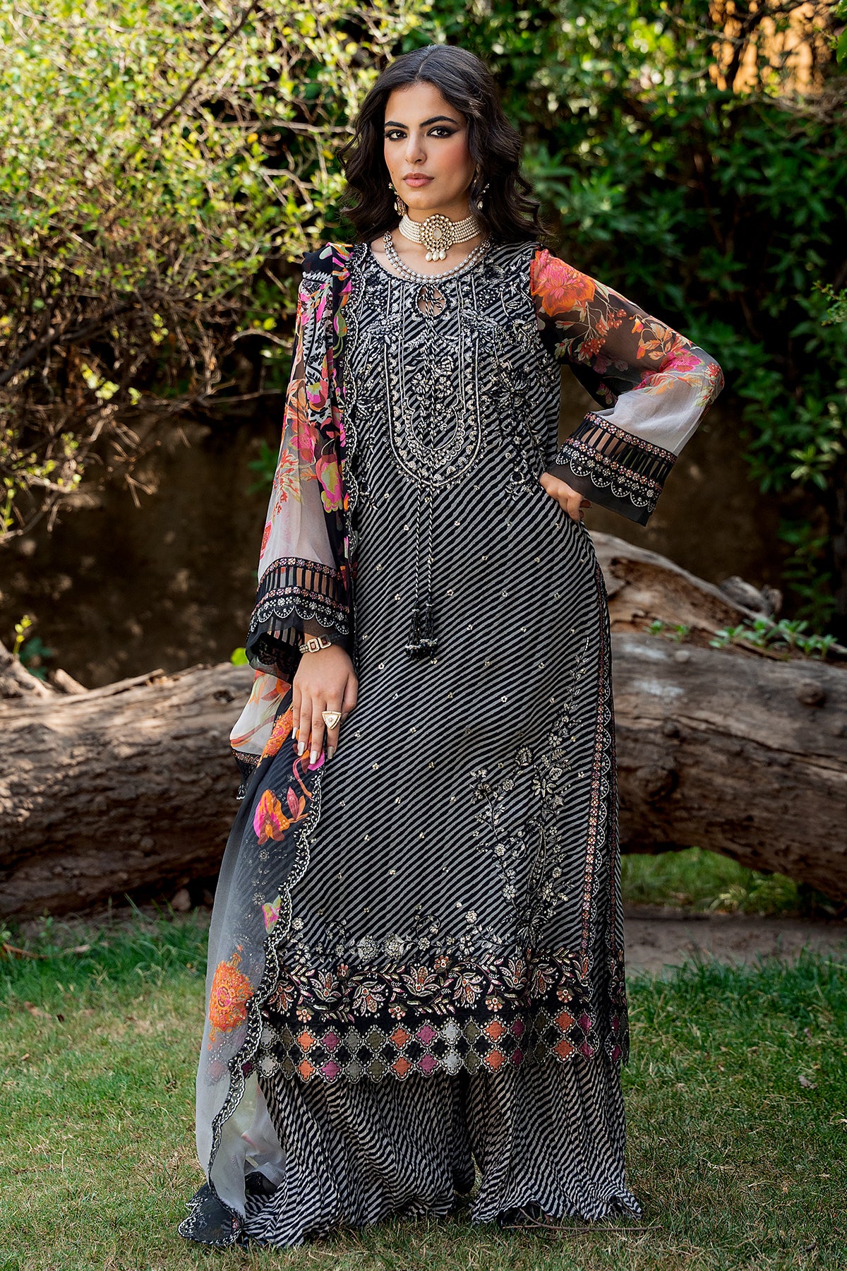 Charizma 3-PC Unstitched Embroidered Chiffon Collection VSLW6-02