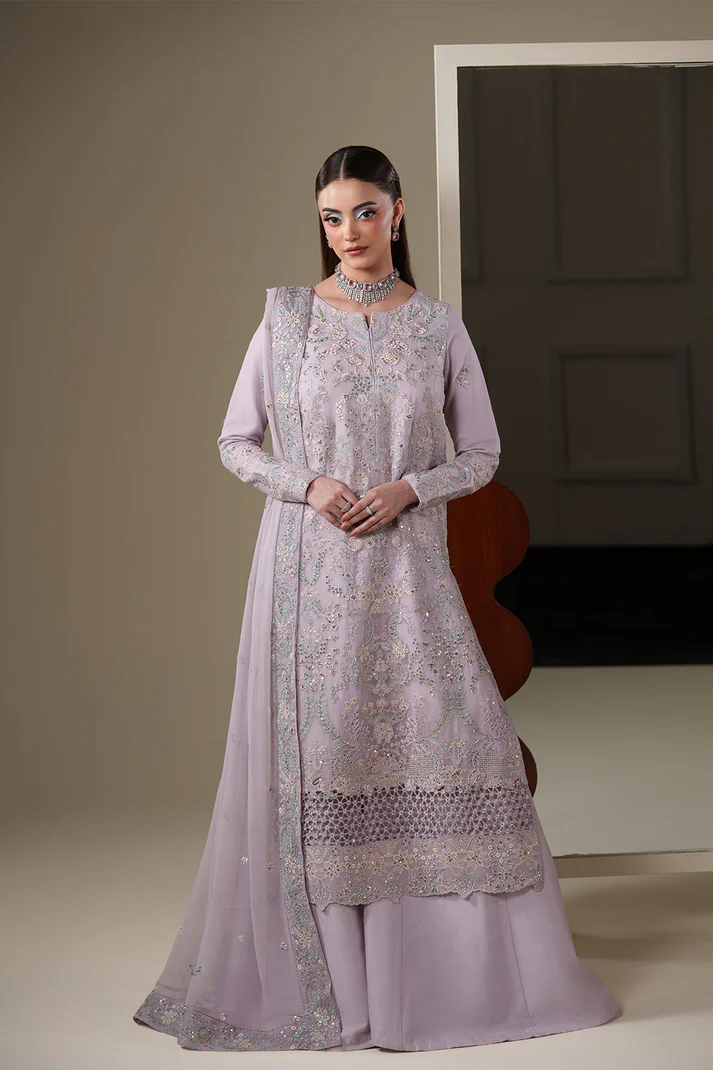 Emaan Adeel Nouvelle Embroidered Chiffon Unstitched 3Pc Suit - MIRA