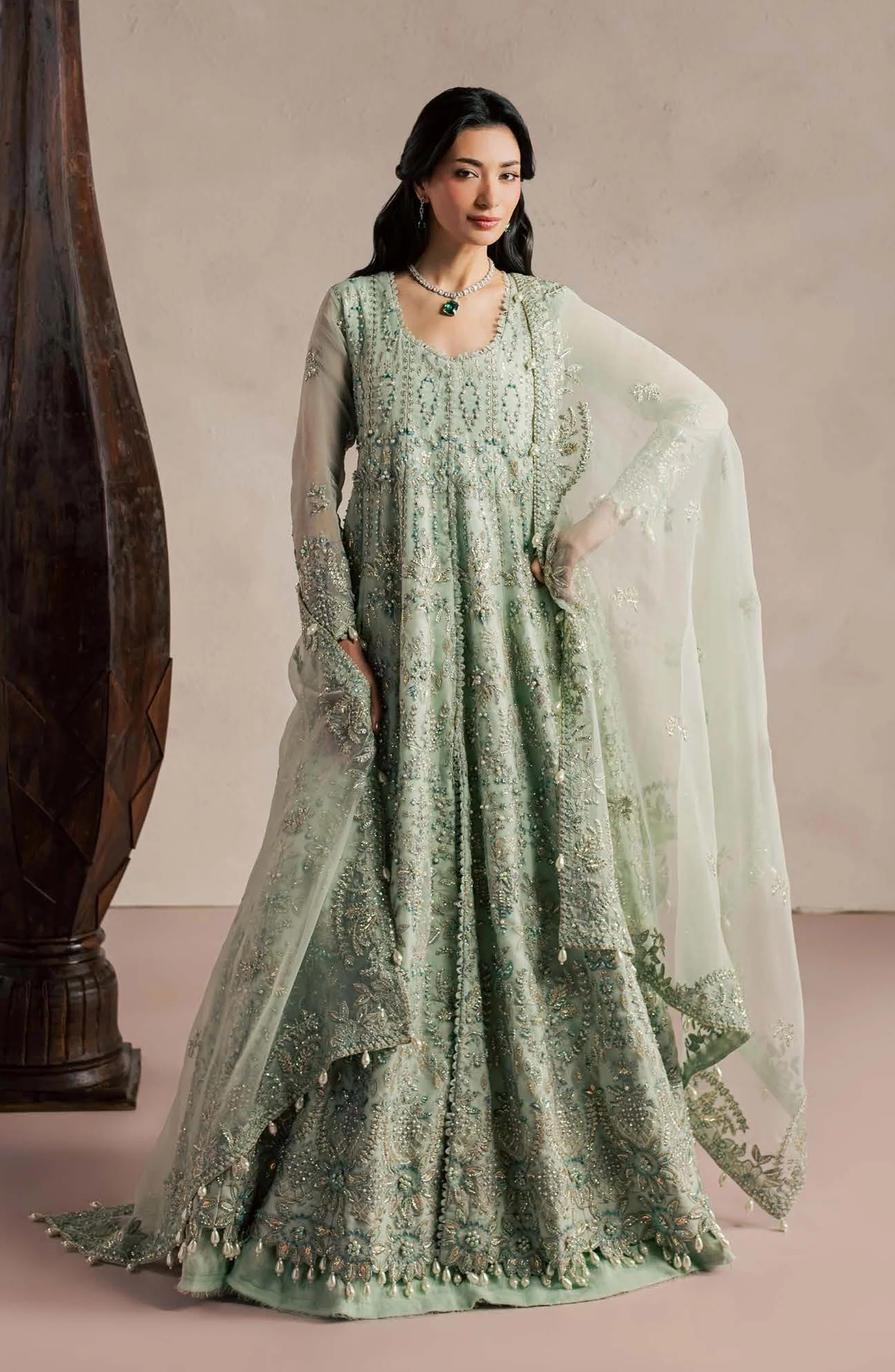 Sorelle by Aylin Luxury Embroidered Organza Unstitched 3 Piece Suit - D-05 Celine - AYL26SOR - Green - Festive Collection