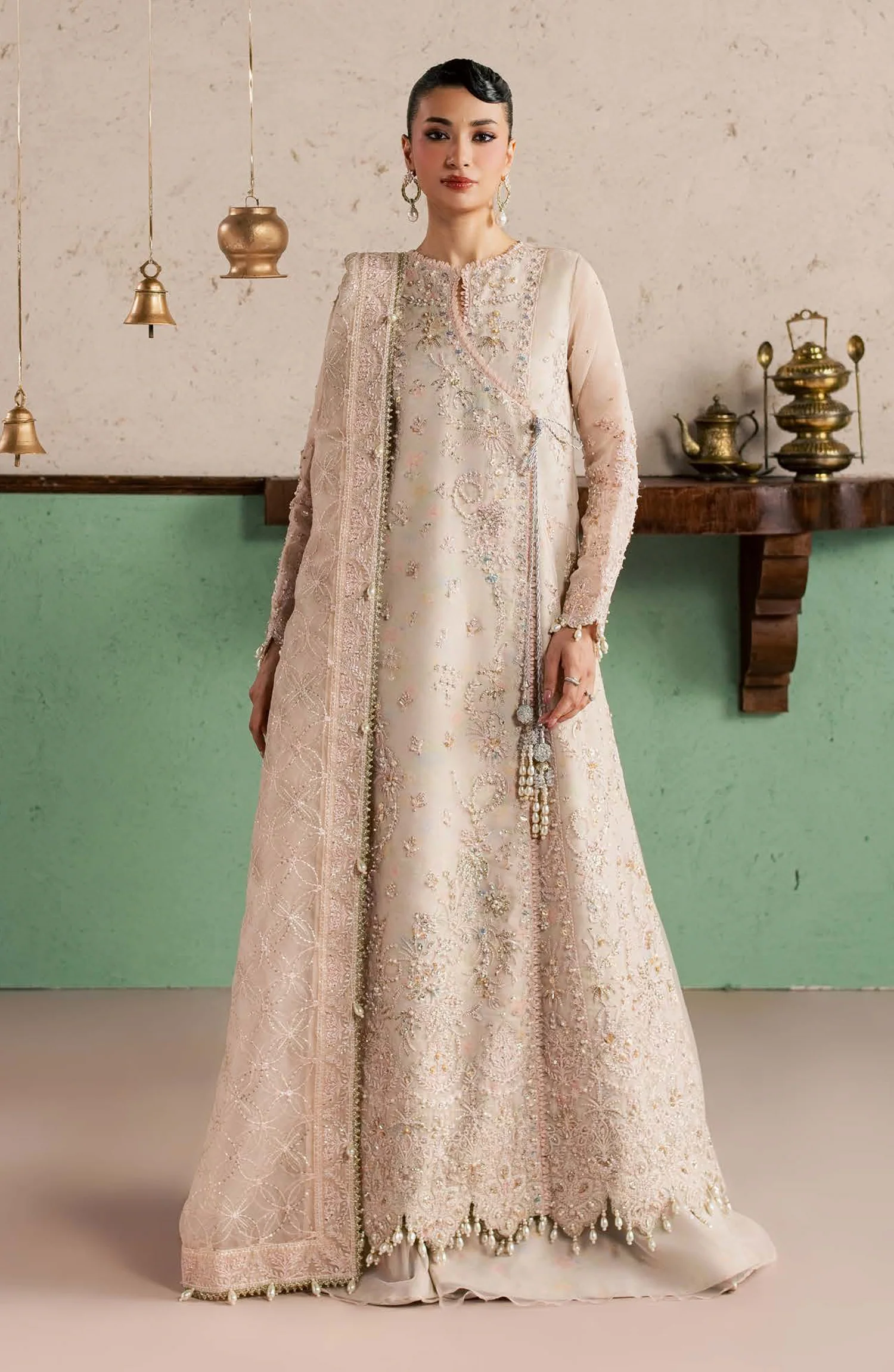 Sorelle by Aylin Luxury Embroidered Organza Unstitched 3 Piece Suit - D-04 Bellissa - AYL26SOR - Fawn - Festive Collection